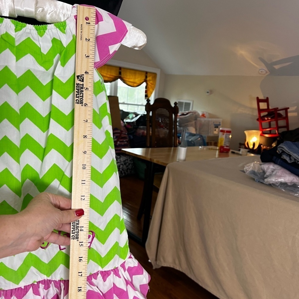 HELENES CLOSET CHEVRON PRINT DRESS MONOGRAMMED “AVA” - Picture 7 of 8